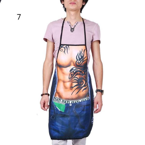 

3d men polyester design baking dinner creative aprons kitchen cooking joke