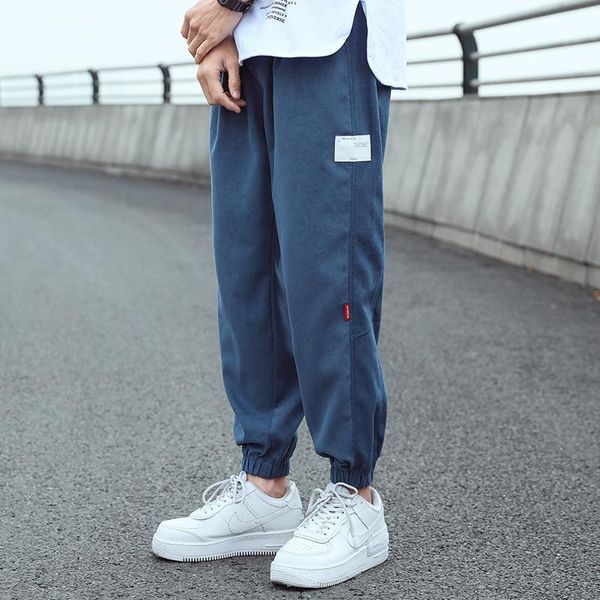 

men's pants 2021 fashion loose joggers homme breathable gradient trousers men plaid spring pant casual pencil trouser street wear, Black