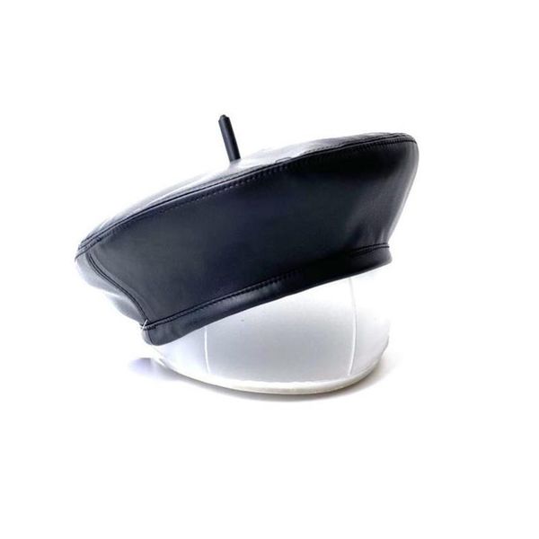 

autumn and winter leather beret, european and american fashion simple retro painter hat, Blue;gray