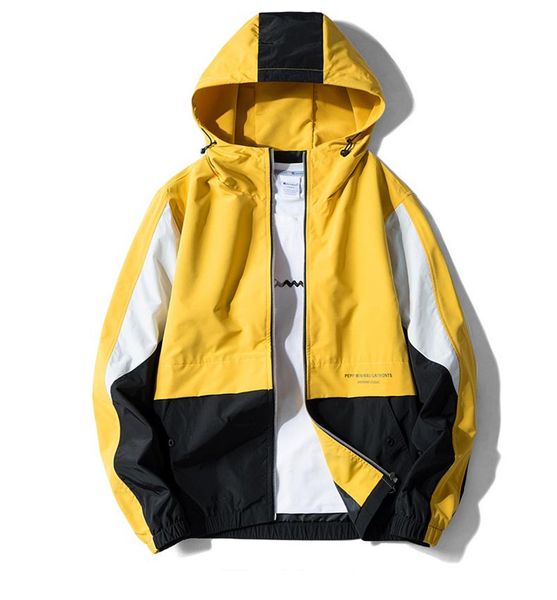 

new patchwork fashion male jacket men casual slim windbreaker outwear thin bomber hooded brand coat spring autumn clothing, Black;brown