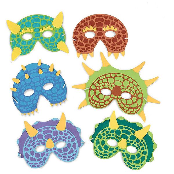 Máscaras de festa de dinossauros de 12 pcs de máscaras - Masquerade dinossauro máscara facial - espuma máscara de dinossauro para crianças decorações de festa de tema Aleatório Y200103