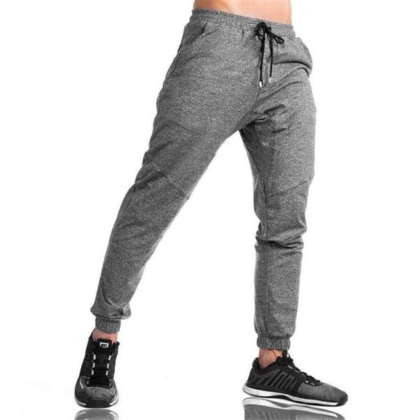

brand 2020 autumn new fashion thin slim fit gyms pants men joggers casual sweat trouser bodybuilding fitness sweatpants, Black
