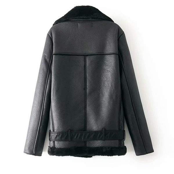 

ly varey lin new winter women faux sheepskin coats thicken faux leather lambs wool fur jacket black motorcycle female outwear 201214