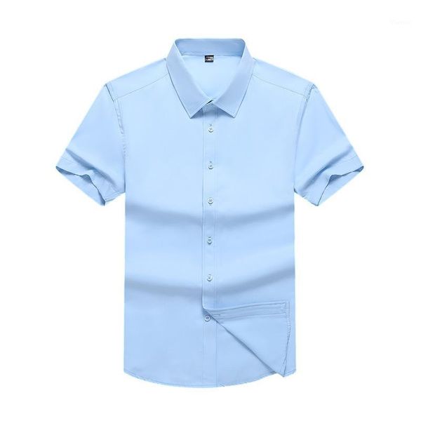 

smart casual summer shirt men solid color short sleeve turn down collar blouse camisa masculina simple white shirt male -4xl1, White;black