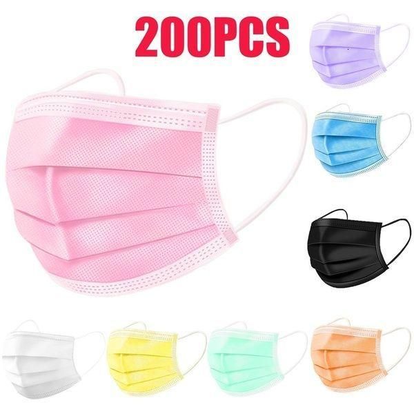 

pcs masks masks multicolor односнабные 50/100/200 нетканые гражданские защитные маски ткань из ткани расплава вручить трехслойное многоцветн