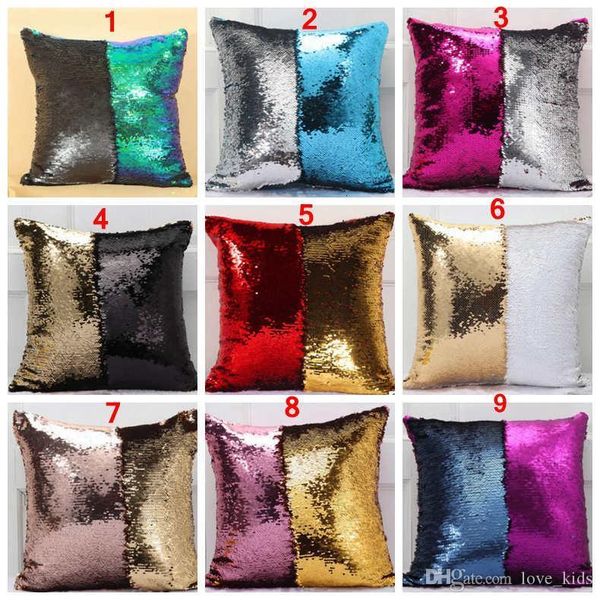 

dhl 36 colors double sequin glamour square case cushion cover home sofa car decor christmas sequined pillow coversrfpz