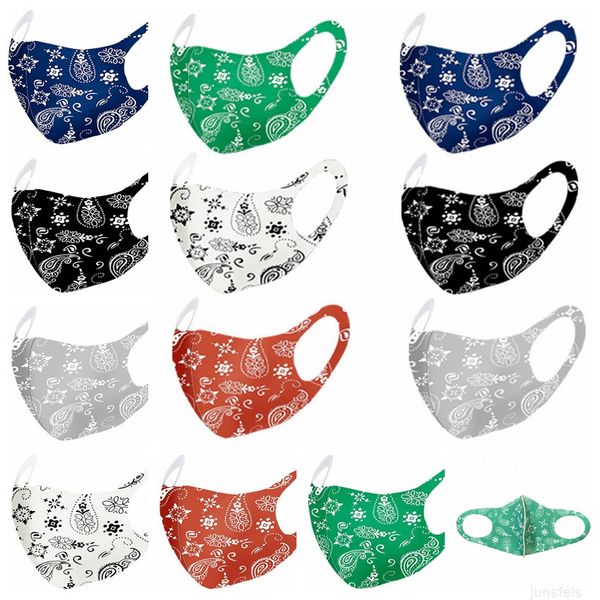 

factor price washable fashion mask paisley reusable mask 3d pm2.5 face care shield breathable ice silk printed designer