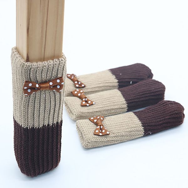

knitted chair cover knitted chair foot cover bowknot style stool foot cover thickened silent wear-resistant tool dhl free