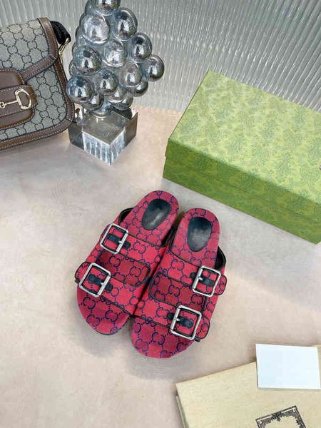 

slippers g multicolor double canvas designer luxury men women sandals strappy buckle slipper webbing sandal classics shoes qulality with cd2, Black