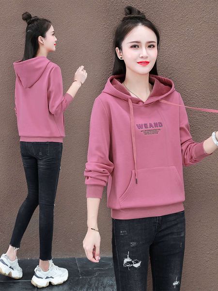 

sweater women's autumn and winter plush loose korean version 2020 new fashion ins thickened hoodie coat foreign style top, Black