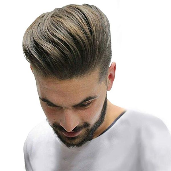 

durable and breathable skin+ mono men's hair toupee 100% remy human hair pieces real hair replacement toupee for men wig, Black