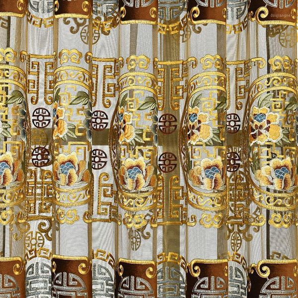 

european royal golden color velvet curtains for living room bedroom luxury embroidered tulle window drapes for dinner room1