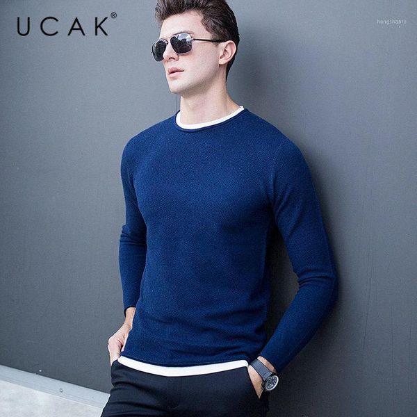 

ucak brand sweater men 2020 new arrival autumn winter cashmere sweaters merino wool pullover men fashion o-neck pull homme u30201, White;black