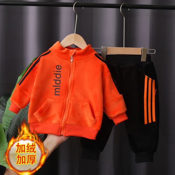 

wear boys' suit 2020 new foreign style autumn and winter children's long sleeve leisure two piece set sports trend, White