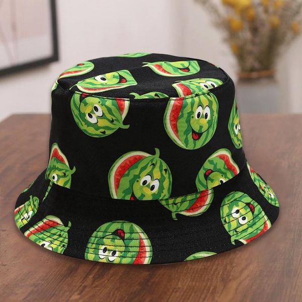 

women winter thicken fuzzy plush bucket hat vegetable pattern print fisherman cap, Blue;gray