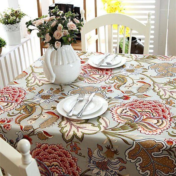

table cloth slow soul floral thickened pastoral banana leaves pattern canvas cover american style tablecloth home decor zb-1221