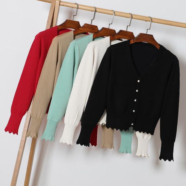 

women's knits & tees black white solid women slim cardigans long sleeve fashion ladies v-neck sweaters spring female outerwear knitted