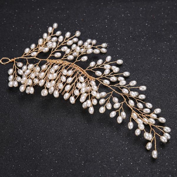 

gold color leaf pattern beads pearl hair comb hair jewelry for wedding bride trendy accessories for girl, Golden;silver