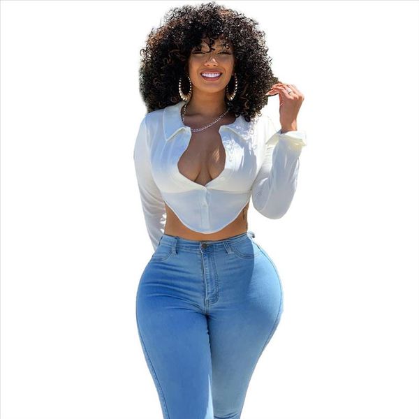 

весна отворотный воротник нажатия женские топы и блузки нерегулярные харакуджу готические женские рубашки с длинным рукавом blusa feminina, White