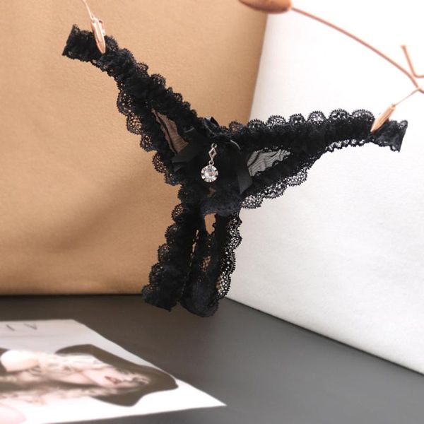 

open crotch women's panties briefs lace underpants waist intimates, Black;pink