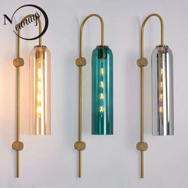 

modern simple stained glass wall lamps e27 led wall lamp living room bedroom bedside study stairs aisle bar decorative lighting