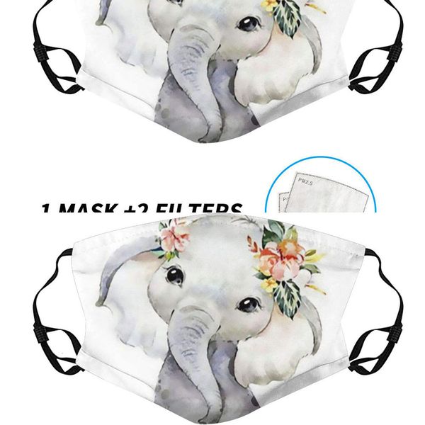 

new animal mask elephant fashion 3d printed cotton cloth mouth masks 1pc reusable face shield with 2 filters