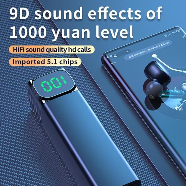 

bqc-01 wireless bluetooth headset tws5.1 sports digital led model pull display smart stereo private q5e0