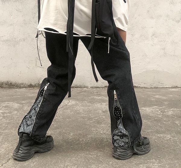 

2021 high new kiryaquy men luxurious paisley west coast crips bloods cotton denim pants comfort casual jeans straight s-xl #d12 hpse, Blue