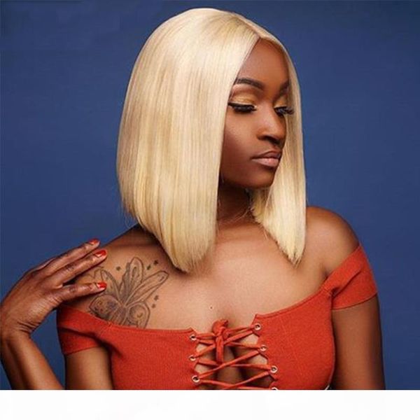 

150% density lace front human hair wigs 613 blonde short bob straight lace wigs brazilian remy human hair pre plucked, Black;brown