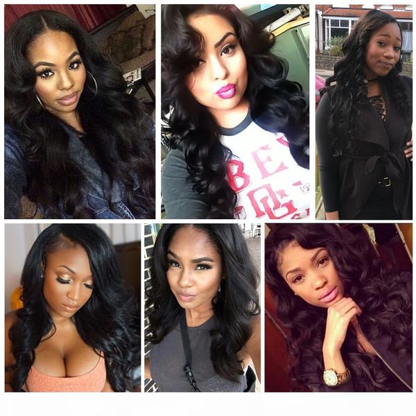 

beau diva unprocessed 8a body wave 3 bundles with closure brazilian virgin hair remy human hair bundles with 4x4 lace closure, Black;brown