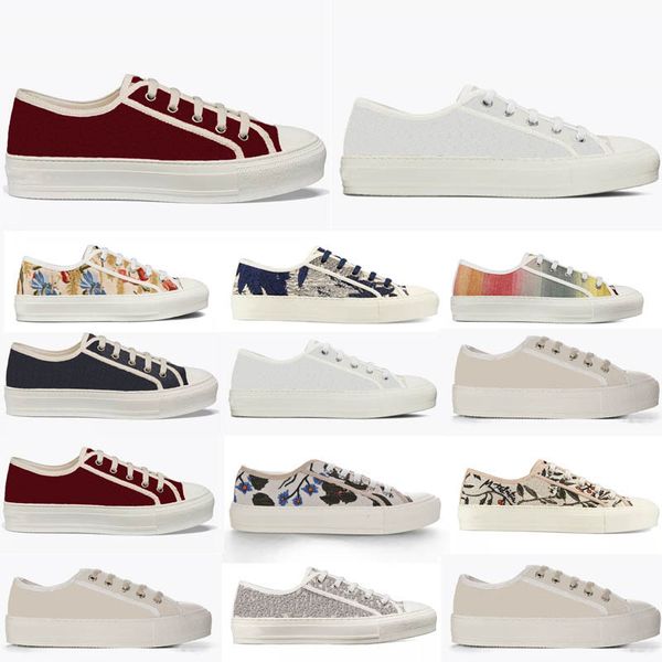 

2021 luxurys designers women walk 'n' oblique sneaker gray black white embroidered cotton low-cut shoes fashion cotton with rosa m