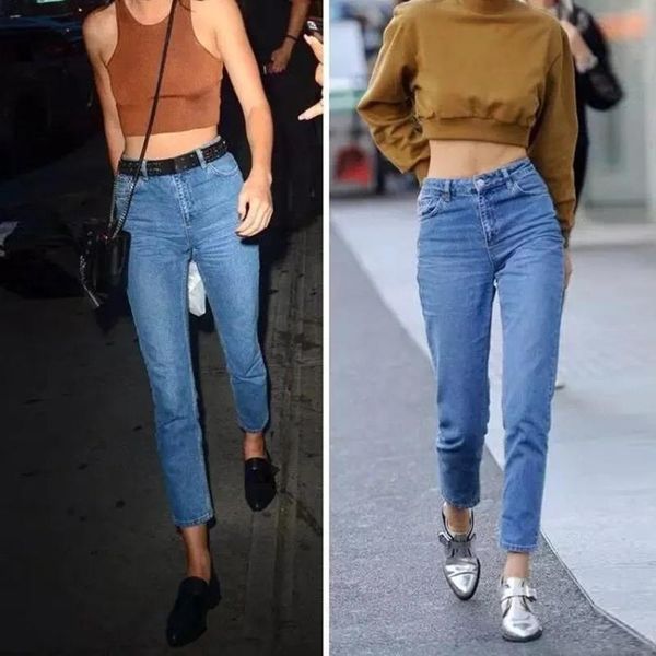 

women's jeans women clothing distressed cargo pants 80' retro simple mom, Blue