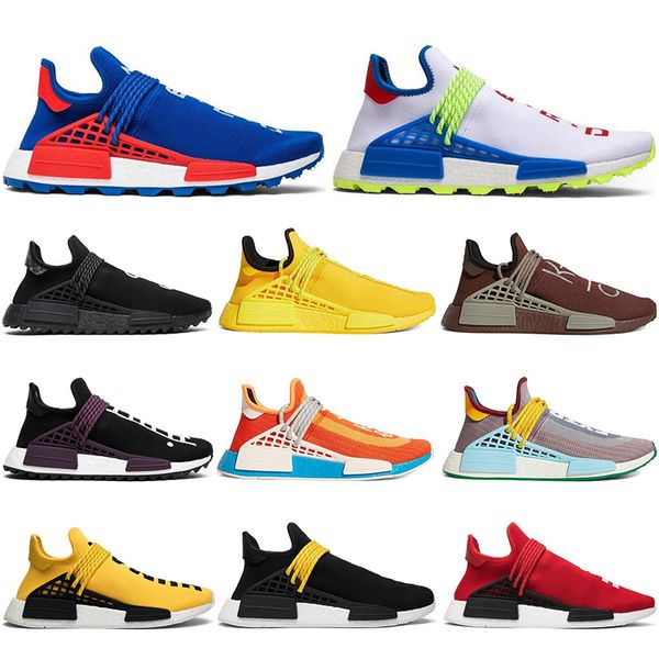 

human race extra eye men running shoes pharell williams bold orange bright yellow chocolate legacy purple mens womens sport sneaker 36-45