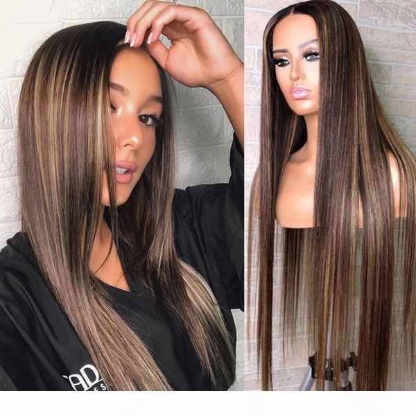 

360 silky straight brazilian highlight blonde 13x6 lace front human hair wigs with baby hair middle part highlight blonde full lace wigs, Black