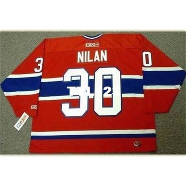 

421s #30 chris nilan montreal canadiens 1986 ccm away home hockey jersey or custom any name or number retro jersey, Black
