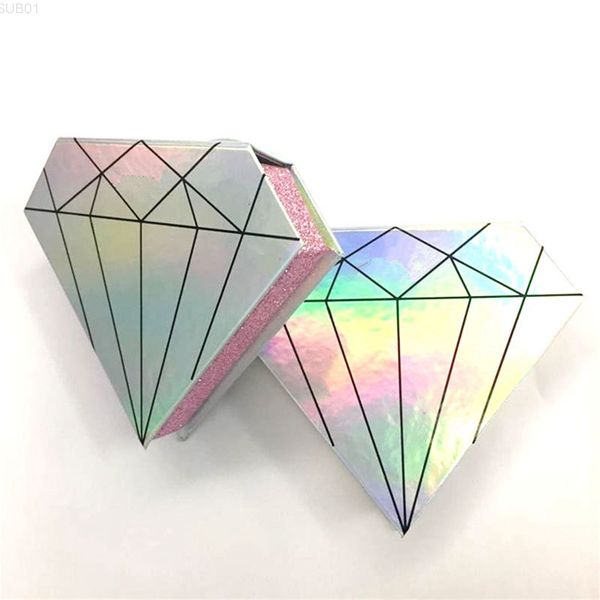 

magnetic lashes 3d mink boxes fake false eyelashes packaging case empty diamond shape eyelash box makeup tools ljjr1082