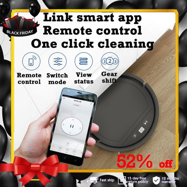 

robotic vocuum cleaner app remote control 1200pa suction low noise 2000mah anti-drop u-shape cleaning one-click start