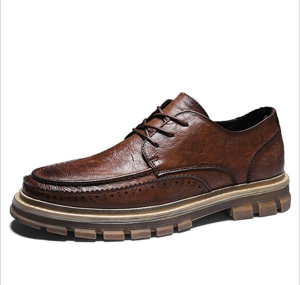 

2021 men leather loafers shoes lace up male breathable fashion comfortable outdoor casual shoes soft leather boat zapatos, Black