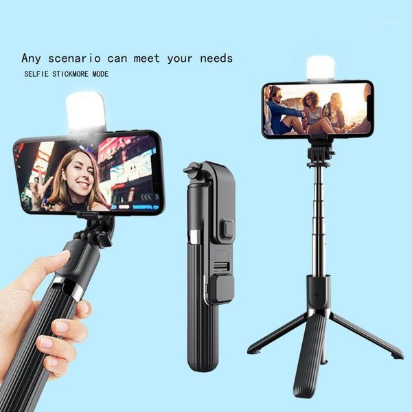 

selfie monopods stick portable bluetooth wireless tripod ring light foldable with remote control for phone cameras1