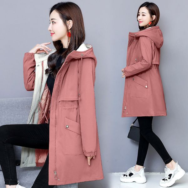 

women's mid-long korean edition autumn and winter 2020 new thickened ladies'leisure fashion cotton coat, Tan;black