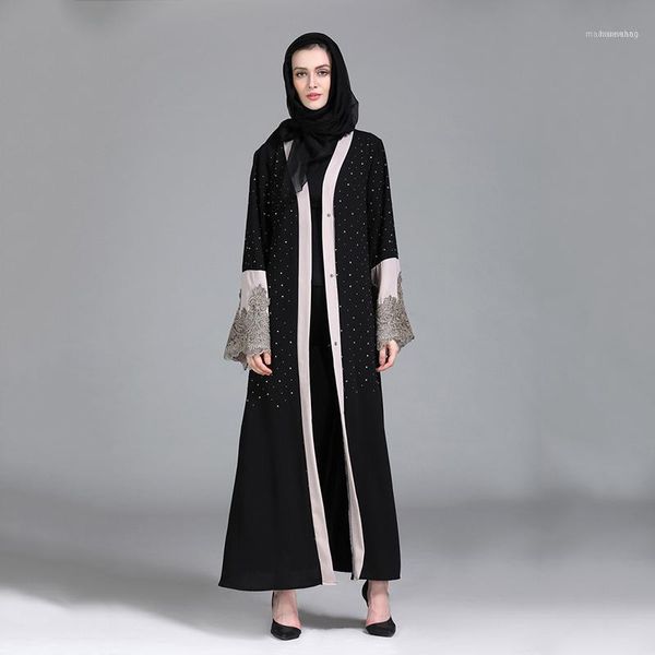 

long robes ramadan middle east islamic clothing casual muslim embroidery abaya lace maxi dress beading cardigan kimono tunic11, Red