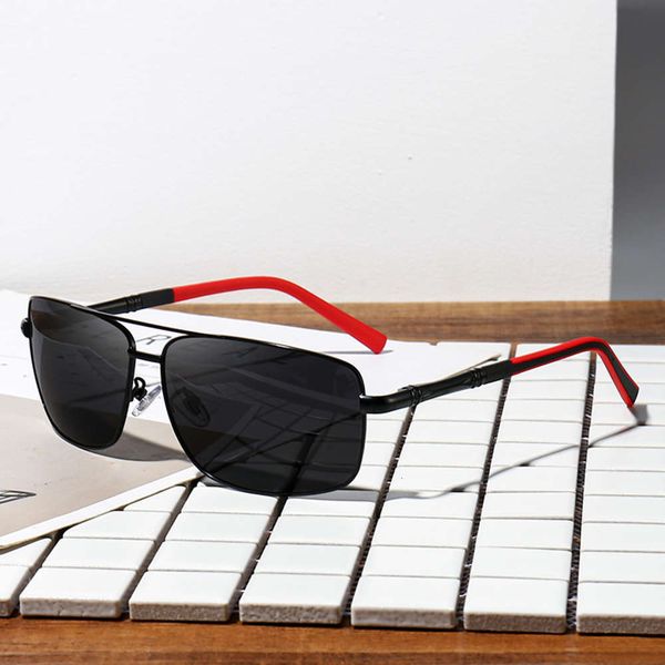 

men's new creative sunglasses box polarized square double beam fashion sunglasses spring leg, White;black