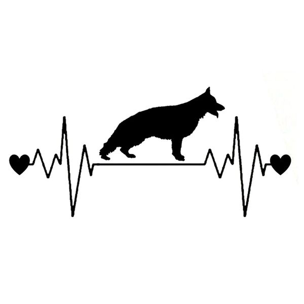 

16.5cm*7.5cm german shepherd heartbeat lifeline dog decal vinyl black/silver car sticker c22-1117
