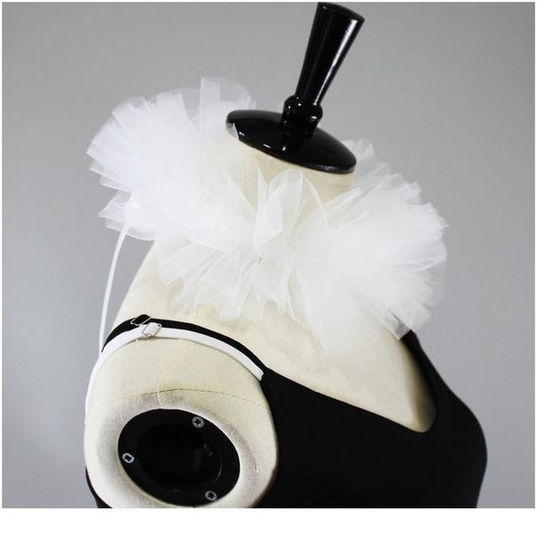 

women renaissance tulle fluffy ruffled fake collar vintage layered mesh small neck ruff decorative clown cospla qylung, Blue;red