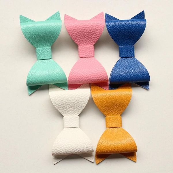 

hair accessories 20pcs/lot pu leather clips bow synthetic hairpins kids handmade girls felt headwear sale accessories1, Slivery;white