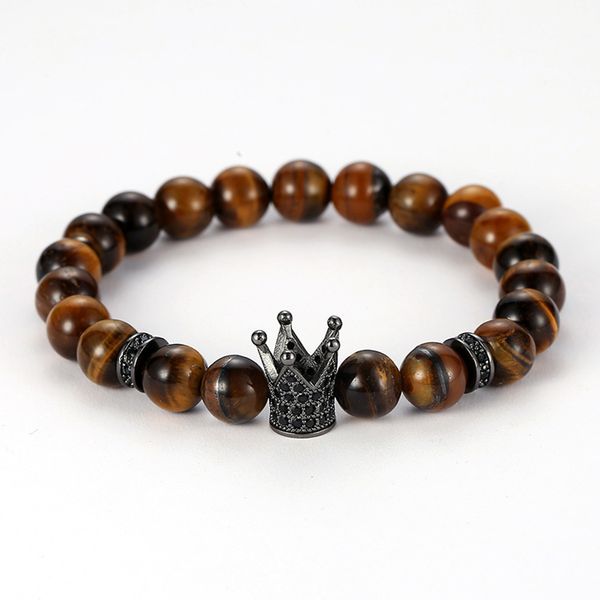 

tiger eye stone bracelet 8mm beads crown love bracelets jewelry personalized gifts bracelet friendship, Black