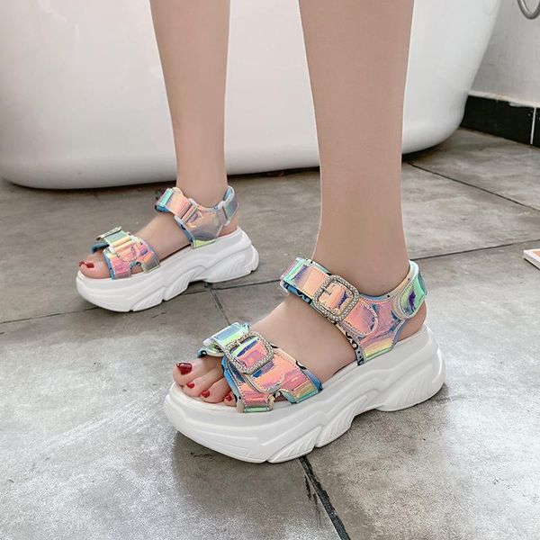 

dress shoes fashion female sports sandals women summer platform roman beach thick heels rubber ladies sandalen, Black