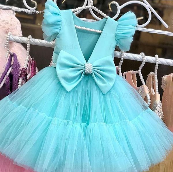 Flower Girls 2020 Appliques Lace Tulle Off Shoulder Pageant Vestidos de Bola Juniors Evening Party Princess Vestidos