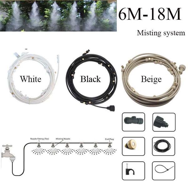 

outdoor water fog misting cooling sprayer system kit 6m~18m greenhouse garden waterring irrigation nebulizer sprinkler1