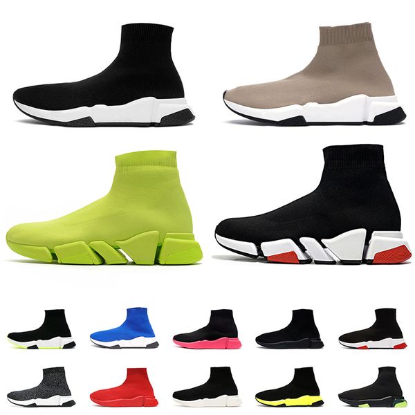 

2022 fashion womens mens sock shoes 1 2 paris white black red beige 2 graffiti sole bottom luxurys runner knit platform sneakers designer ca